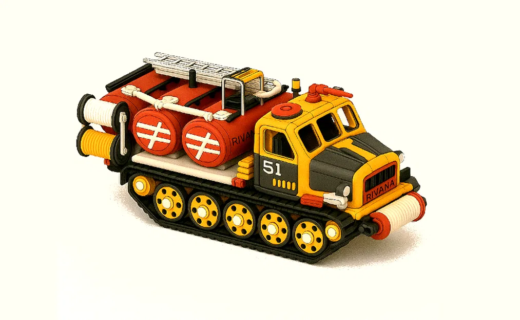 Xe Chữa Cháy Yellow Artillery Tractor Có Thể Chuyển Động - Image 1