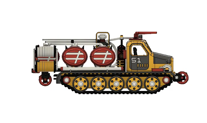 Xe Chữa Cháy Yellow Artillery Tractor Có Thể Chuyển Động - Image 8