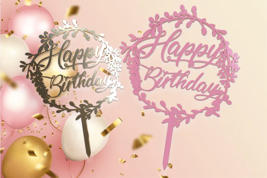 Phụ kiện trang trí bánh kem Happy Birthday - Image 1