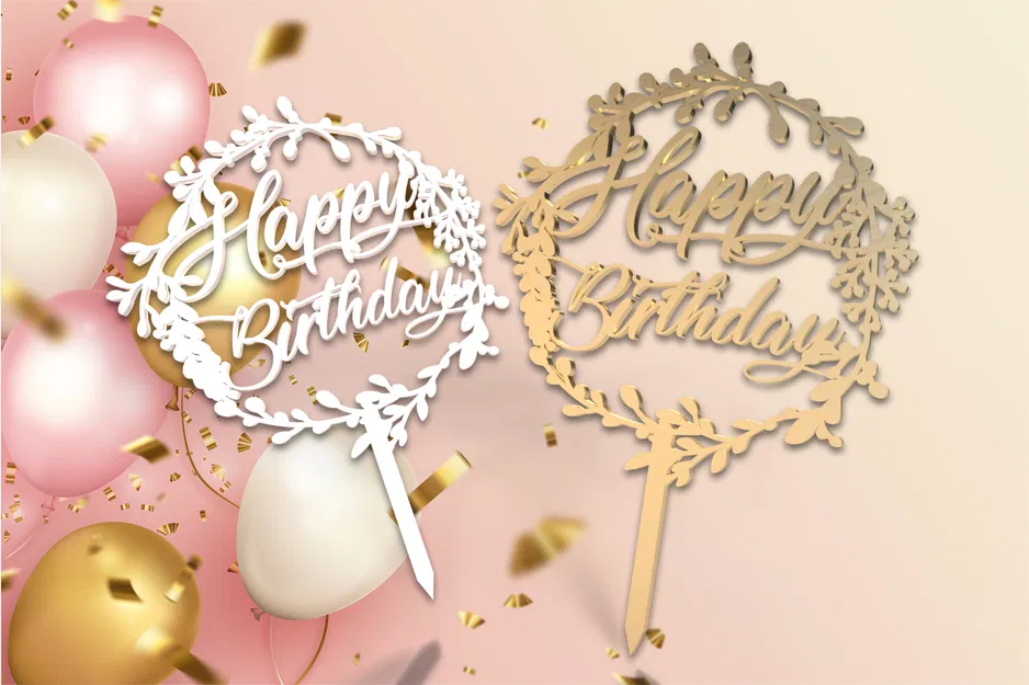 Phụ kiện trang trí bánh kem Happy Birthday - Image 2
