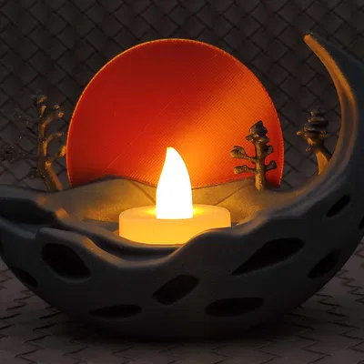 Sunset Hill - Đế nến trà LED hình đồi hoàng hôn