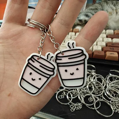 Móc khóa ly cà phê dễ thương | Đổi màu đơn giản (Không cần MMU/AMS)