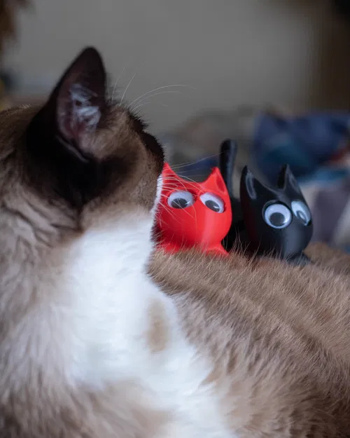 Mô hình mèo in 3D Flexi Cat cử động linh hoạt mắt Googly ngộ nghĩnh - Image 1