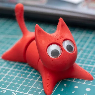 Mô hình mèo in 3D Flexi Cat cử động linh hoạt mắt Googly ngộ nghĩnh