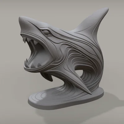 Mô hình tượng cá mập nghệ thuật trang trí 3D ấn tượng