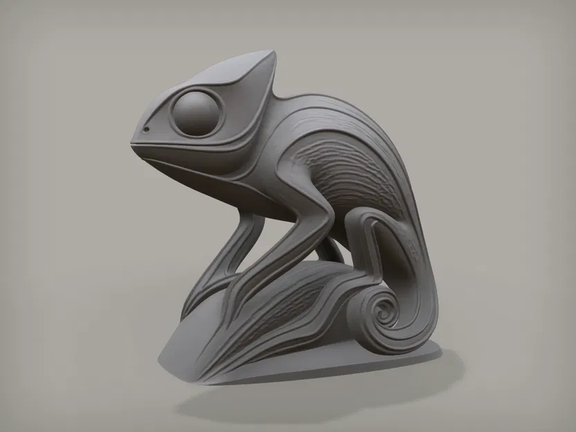 Mẫu Tượng Tắc Kè Hoa Nghệ Thuật Dùng In 3D (Chameleon Statue) - Image 1