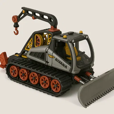 Mô hình xe ủi tuyết Snowcat hiện đại màu vàng có khớp cử động