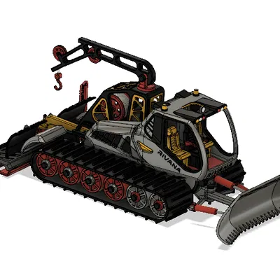 Mô hình xe ủi tuyết Snowcat hiện đại màu vàng có khớp cử động