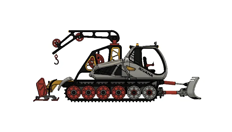 Mô hình xe ủi tuyết Snowcat hiện đại màu vàng có khớp cử động - Image 4