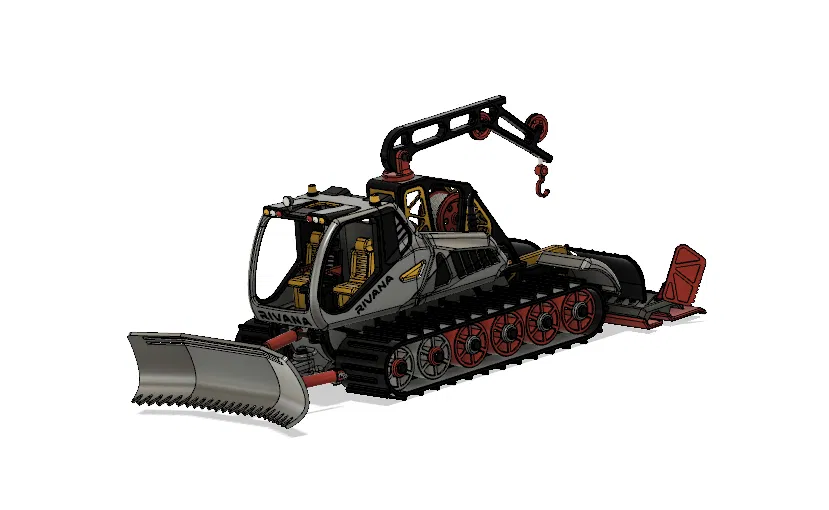 Mô hình xe ủi tuyết Snowcat hiện đại màu vàng có khớp cử động - Image 5