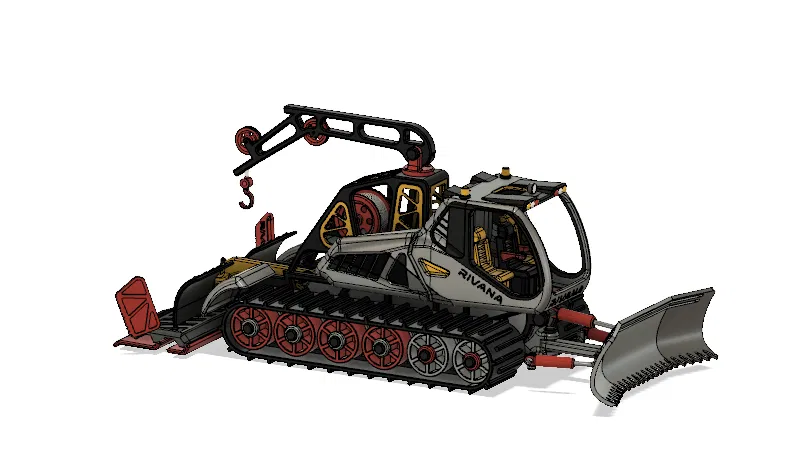 Mô hình xe ủi tuyết Snowcat hiện đại màu vàng có khớp cử động - Image 13