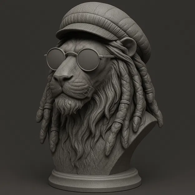 Mô hình tượng sư tử Rasta Lion phong cách độc đáo cho in 3D - Image 1