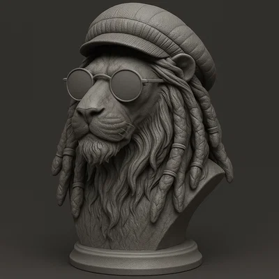 Mô hình tượng sư tử Rasta Lion phong cách độc đáo cho in 3D