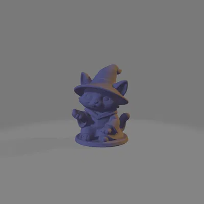 Mô hình 3D mèo pháp sư Cat Mage đáng yêu cho game D&D