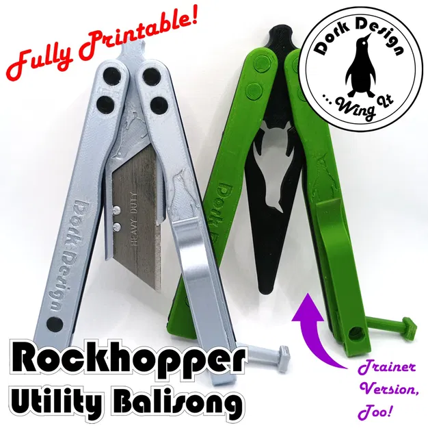 Rockhopper M6 Balisong - Dao Utility hoặc Dao tập luyện in 3D (Spring Latch, Bushing Pivots) - Image 1