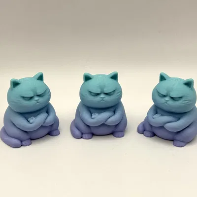 Tượng mèo Grumpy Zen Cat 3D – Món đồ trang trí bàn làm việc cực chất
