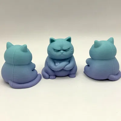 Tượng mèo Grumpy Zen Cat 3D – Món đồ trang trí bàn làm việc cực chất