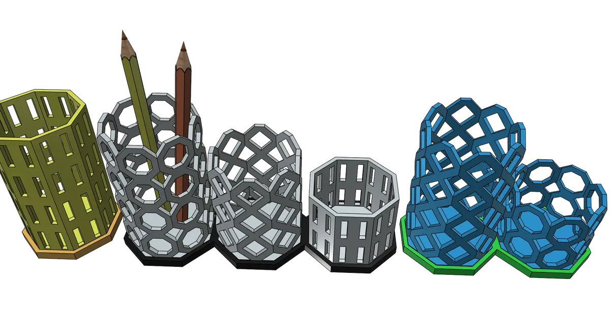 Khay cắm bút 3D thiết kế lưới tổ ong hiện đại, in không cần hỗ trợ - Image 5