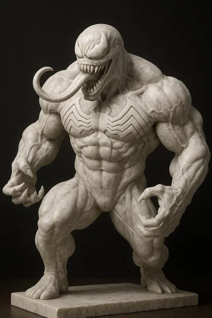 Venom Fanart - Mô hình Bust cơ bắp kèm đế trưng bày - Image 1