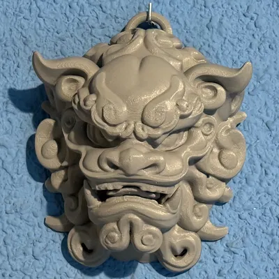 Mô hình sư tử đá Trung Hoa treo tường in 3D độc đáo