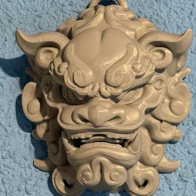 Mô hình sư tử đá Trung Hoa treo tường in 3D độc đáo