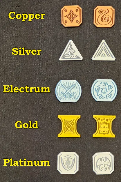 Bộ Tiền Xu D&D – Tiền Tệ RPG In 3D (Vàng, Bạc, Đồng, Bạch kim, Electrum) - Image 3