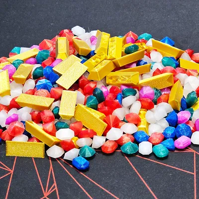 Kho Báu Giả Tưởng – Mô Hình Thỏi Vàng, Kim Cương và Đá Quý cho D&D hoặc RPG