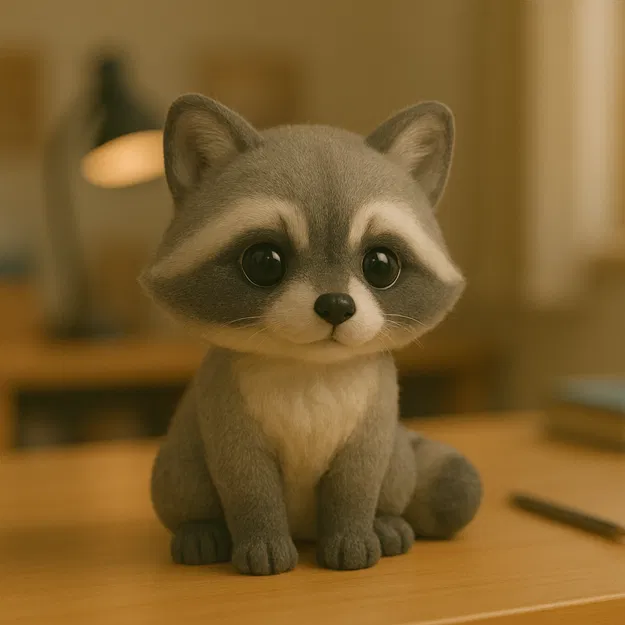 Mô hình chú gấu mèo (Racoon) 3D siêu đáng yêu cho bàn làm việc - Image 1