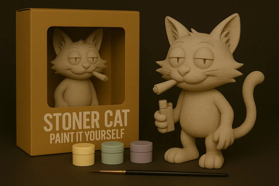 Stoner Cat – Tượng Mèo Chill Tự Sơn - Image 1