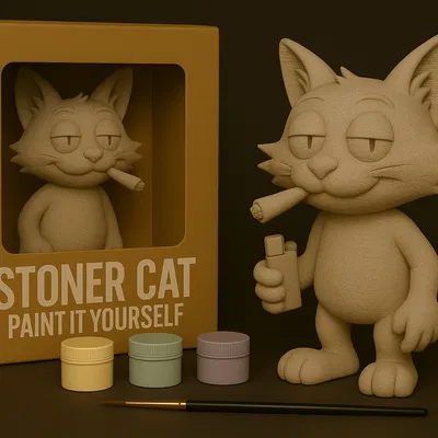 Stoner Cat – Tượng Mèo Chill Tự Sơn