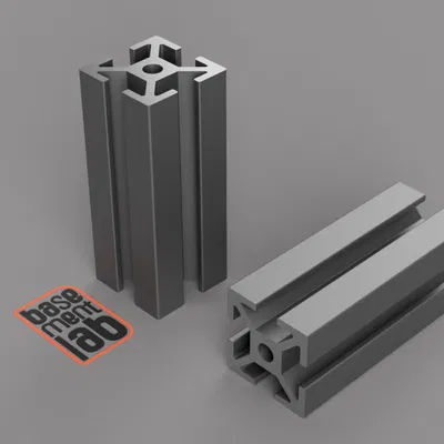 Thanh nhôm định hình 2020 mở 4 mặt (Parametric)