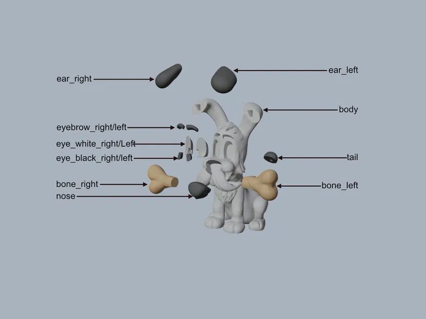 Mô hình Idefix (Chú cún của Asterix) tách màu để in 3D - Image 2