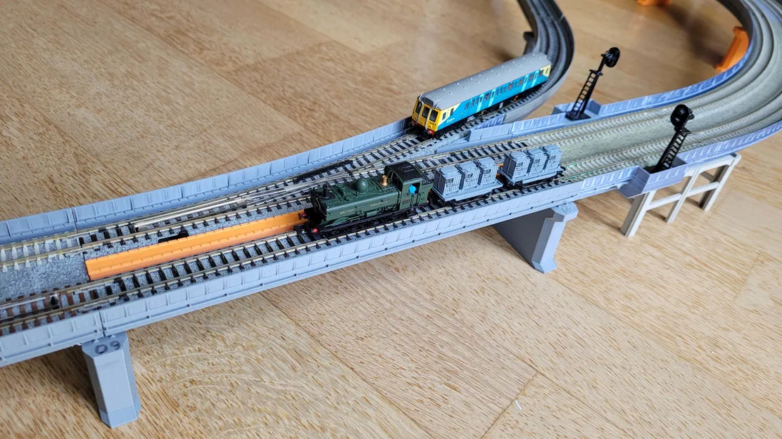 Cầu cạn DIY cho hệ ray KATO Unitrack, bộ chuyển ray và tín hiệu (tỷ lệ N) - Image 1