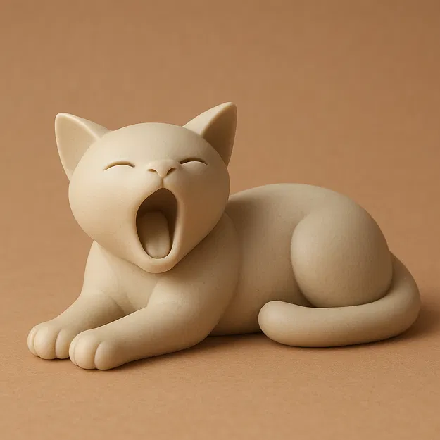 Mô hình 3D mèo con đang ngáp dễ thương dùng trang trí bàn làm việc - Image 1
