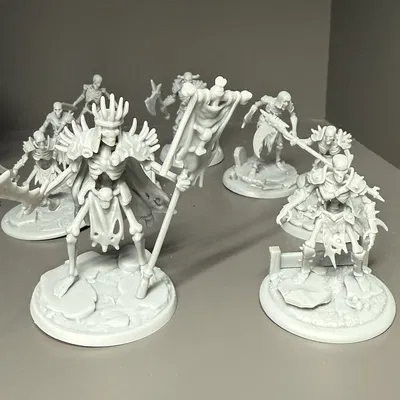 Bộ 8 mô hình xương cho D&D kèm kẻ cầm cờ (nhựa resin)