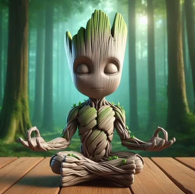 Mô hình Groot thiền định trang trí 3D tinh tế cho bàn làm việc - Image 1
