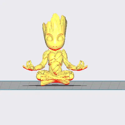 Mô hình Groot thiền định trang trí 3D tinh tế cho bàn làm việc