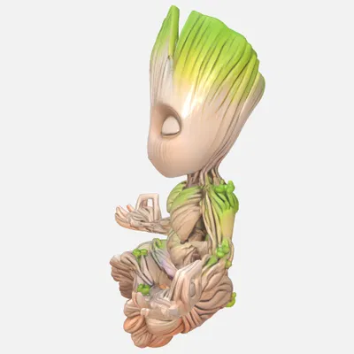 Mô hình Groot thiền định trang trí 3D tinh tế cho bàn làm việc