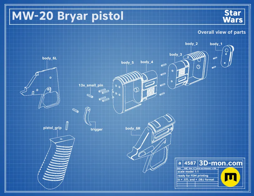 MW-20 Bryar Pistol - Mô hình Blaster Cassian Andor (Star Wars) - Image 4