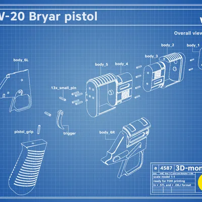 MW-20 Bryar Pistol - Mô hình Blaster Cassian Andor (Star Wars)