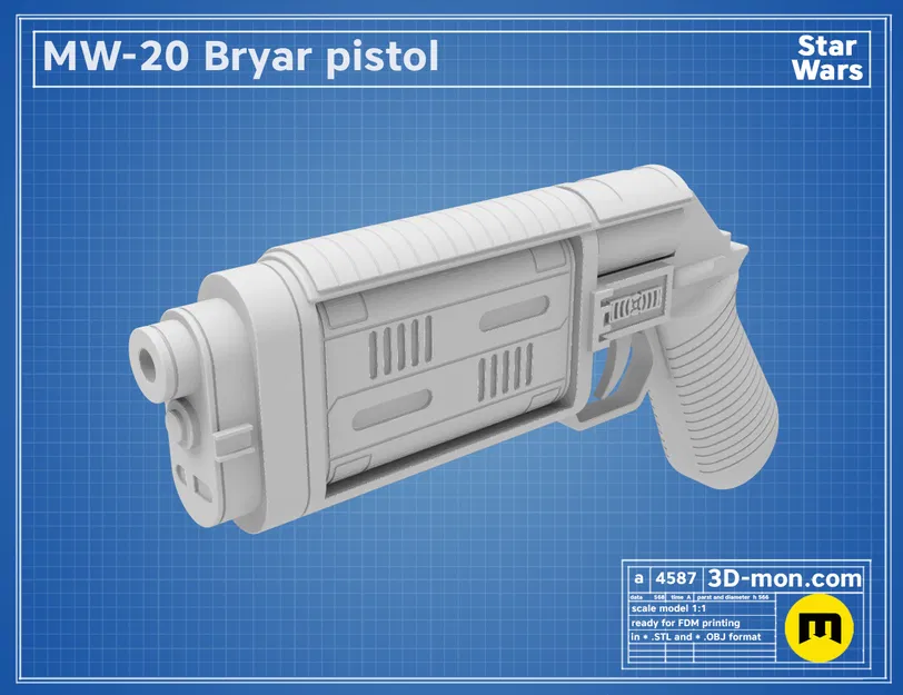 MW-20 Bryar Pistol - Mô hình Blaster Cassian Andor (Star Wars) - Image 6