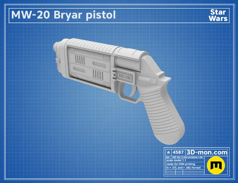 MW-20 Bryar Pistol - Mô hình Blaster Cassian Andor (Star Wars) - Image 7