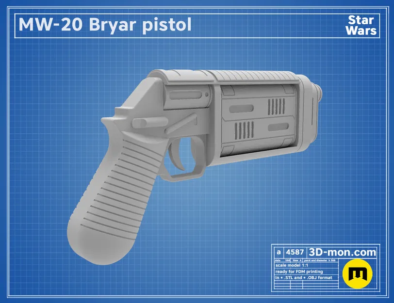 MW-20 Bryar Pistol - Mô hình Blaster Cassian Andor (Star Wars) - Image 8