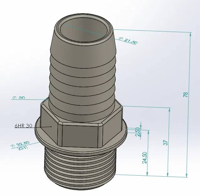 Đầu nối ống đuôi chuột (Hose Barb) với ren G1 - Image 2