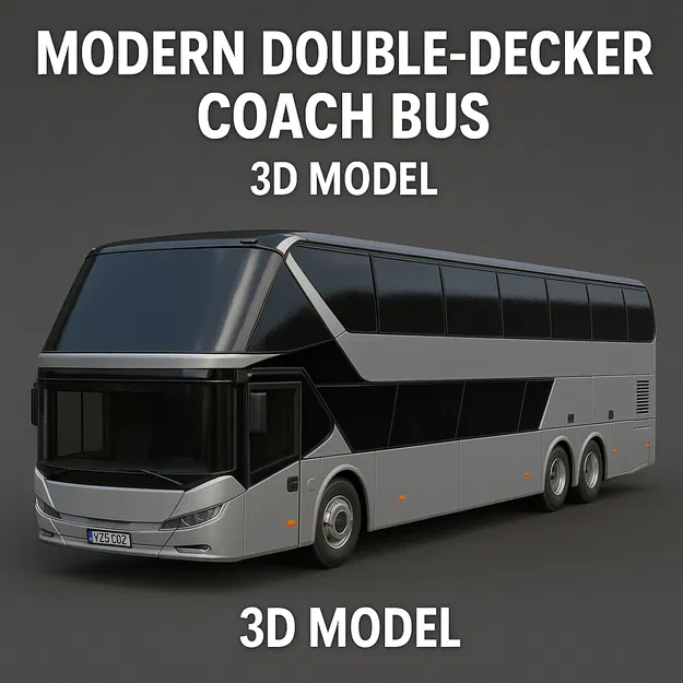 Mô hình xe khách hai tầng hiện đại (Modern Double-Decker Coach Bus) - Image 1
