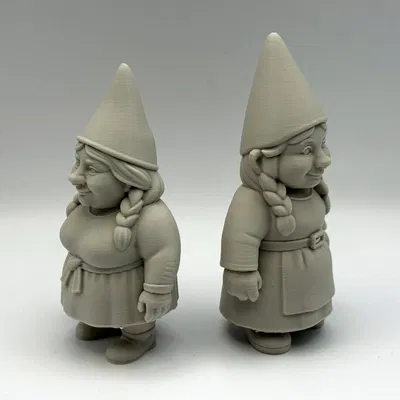 Bộ đôi tượng chú lùn nữ trang trí 3D dễ thương cho nhà và vườn