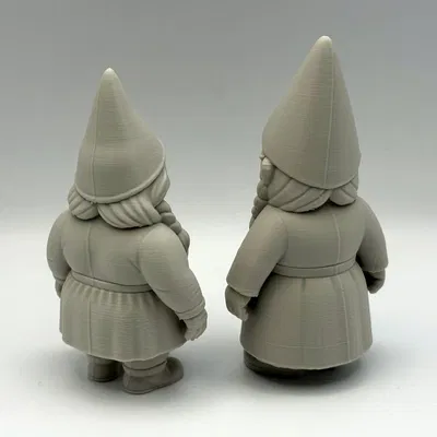 Bộ đôi tượng chú lùn nữ trang trí 3D dễ thương cho nhà và vườn