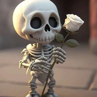 Mô hình ESQUELETO: Bộ xương nhỏ đáng yêu cầm hoa hồng