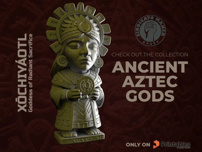 Mô hình 3D Nữ thần Aztec Xōchiyáotl - Trang trí đẹp mắt - Image 1