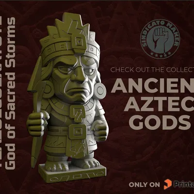 Mô hình in 3D Tlāzolcuēxāyotl - Vị thần bão tố Aztec cổ đại